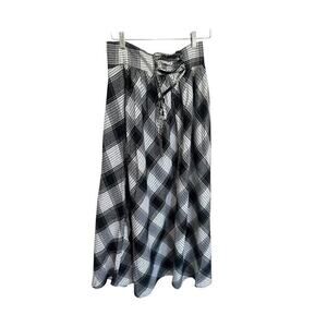 Scarlet Darkness Plaid Maxi Skirt M Lace Up Back Long Grunge Coquette Academia
